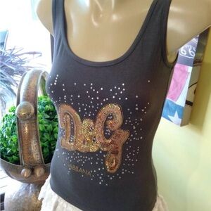 Dolce & Gabbana Charcoal Tank with Gold Accents